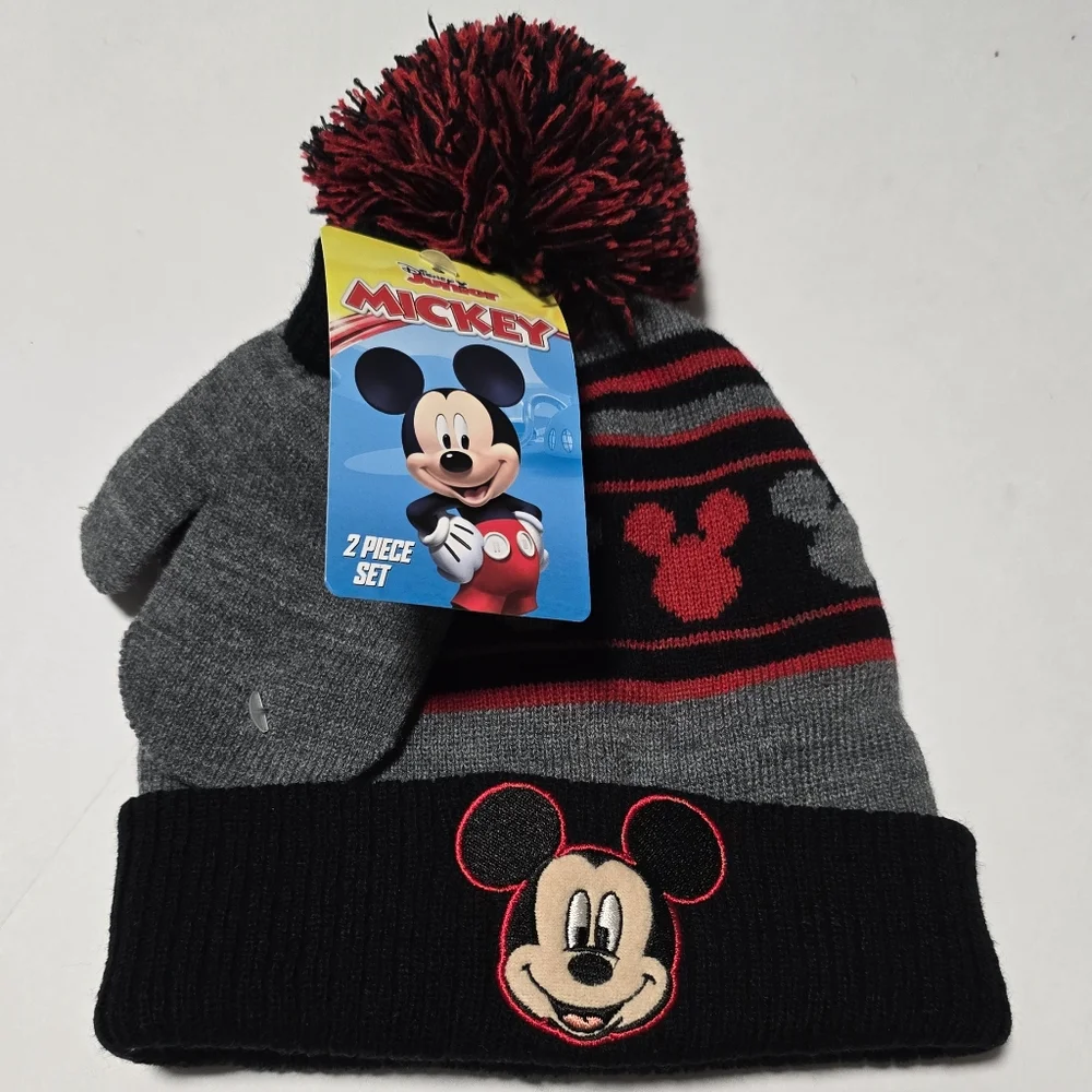 Mouse Kids Winter Hat and Glove Set - Black and Red, Size 2T - 5T - Picture 5 of 6